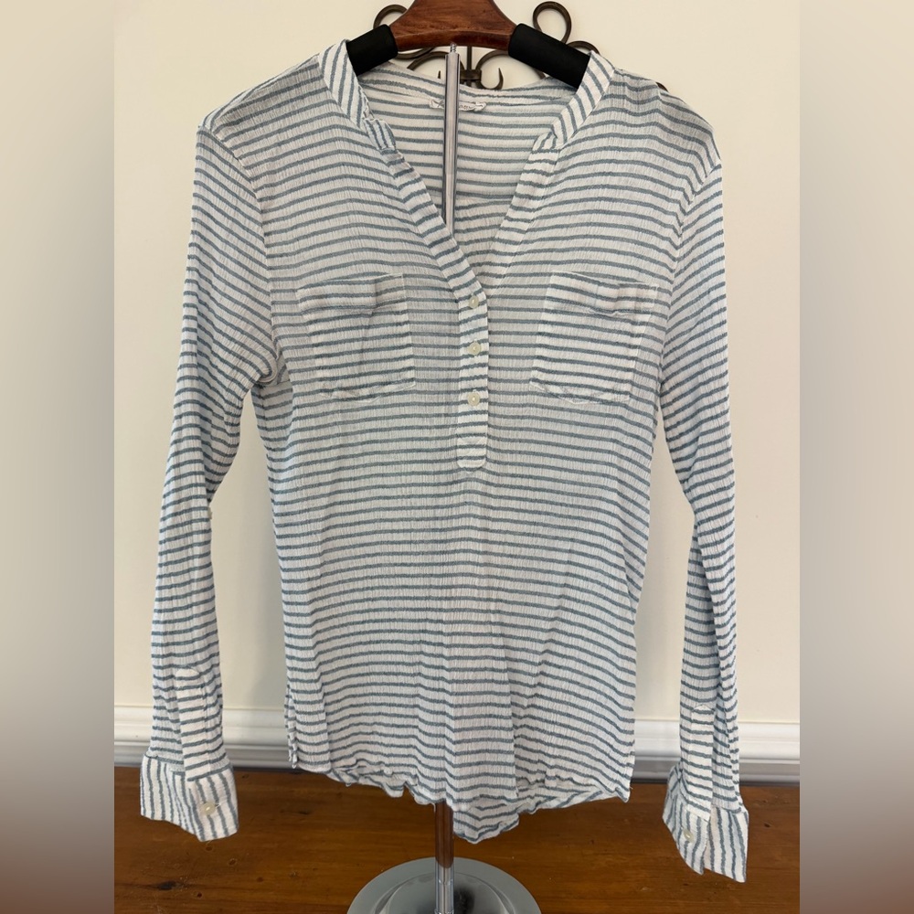 Carve Designs Blue and White Striped Button Down Shirt